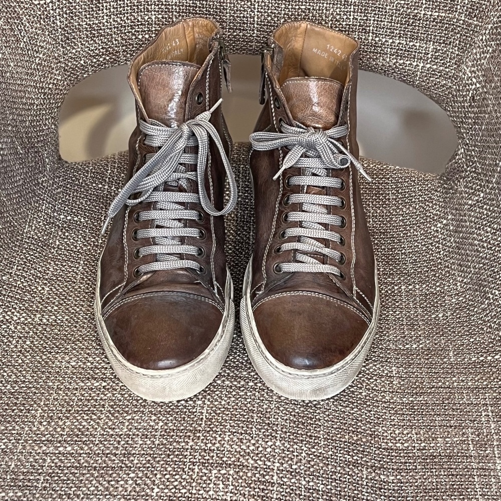 Euro 43 (US Size 10) Handmade Italian Paolo High Top Sneakers